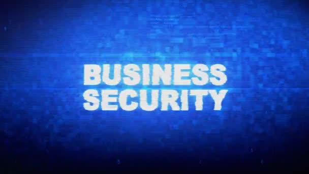 Business Security Text Digital Noise Twitch Störung Verzerrungseffekt Fehleranimation. — Stockvideo