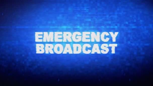 Emergency Broadcast tekst digitale ruis twitch glitch Distortion effect error animatie. — Stockvideo