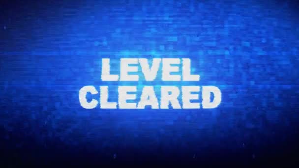 Level Cleared Text Digital Noise Twitch Glitch Distortion Effect Error Animation. — Stock Video