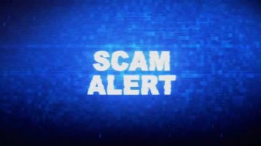 Scam Alert Metin Dijital Gürültü Twitch Glitch Bozulma Etkisi Hata Animasyon.