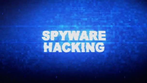 Spyware hacking tekst cyfrowy hałas Twitch glitch zniekształcenia efekt błąd animacja. — Wideo stockowe