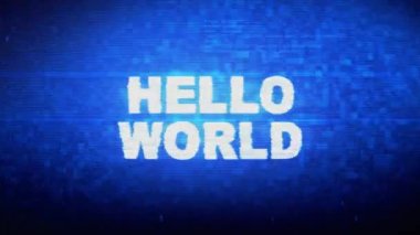 Hello World Text Dijital Gürültü Twitch Glitch Bozulma Efekti Hata Animasyonu.
