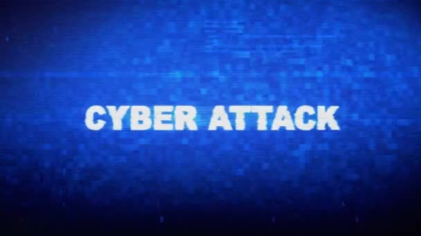 Cyber Attack tekst cyfrowy hałas Twitch glitch zniekształcenia efekt błąd animacja. — Wideo stockowe