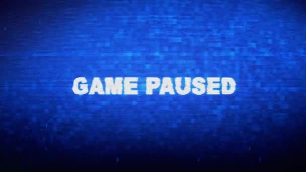 Game Paused Text Digital Noise Twitch Glitch Distortion Effect Error Animation. — Stock Video