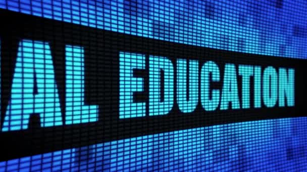 Financiële educatie kant tekst scrollen LED muur Pannel display tekenbord — Stockvideo