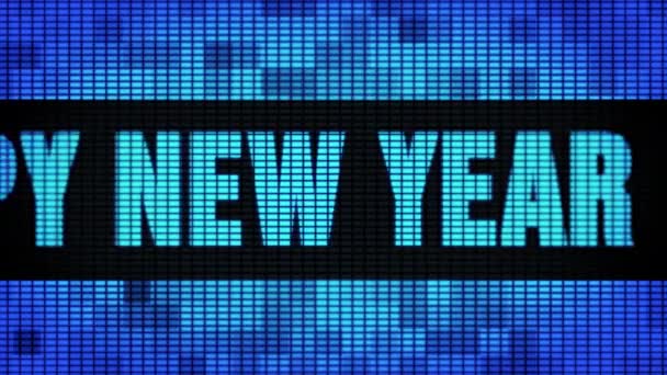 Feliz Año Nuevo Texto Delantero Desplazamiento Pantalla de Panel de Pared led Tablero — Vídeo de stock