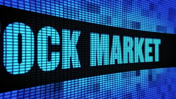Na akciovém trhu text boční posouvání zeď Pannel zobrazit vývěska — Stock video
