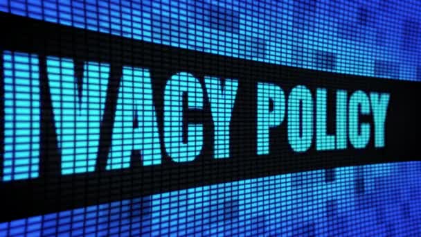 Política de Privacidade Texto Lateral Rolagem Painel de Parede LED Display Sign Board — Vídeo de Stock