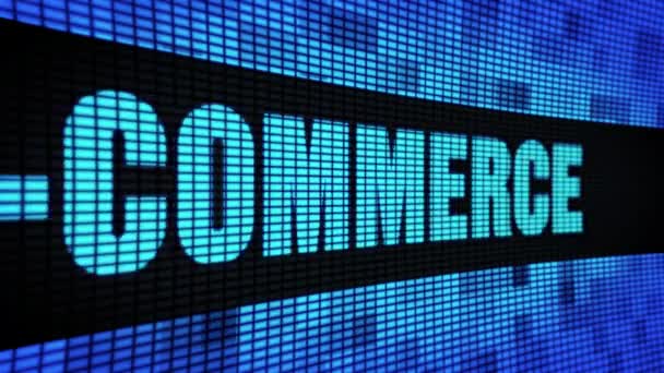 E-Commerce text na straně s posouváním na zdi Pannel displej vývěska — Stock video
