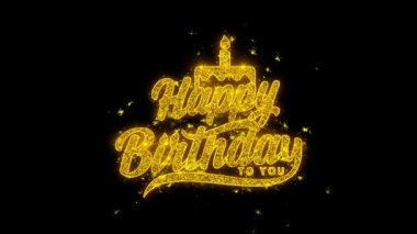 Mutlu Yıllar Size Tipografi Altın Parçacıklar Kıvılcımhavai fişek ile yazılmış