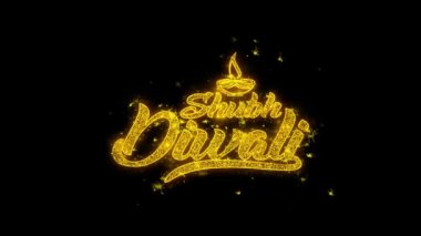 Shubh Diwali Mutlu Diwali Tipografi Altın Parçacıklar Sparks Havai Fişek ile yazılmış