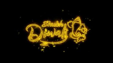 Shubh Mutlu Diwali Tipografi Altın Parçacıklar Kıvılcım havai fişek ile yazılmış