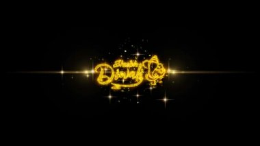 Shubh Mutlu Diwali Altın Metin Altın Havai Fişek Ekran ile Yanıp Sönen Parçacıklar