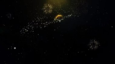 Mutlu Diwali Diya Yazılı Altın Parçacıklar Patlayan Havai Fişek Ekran