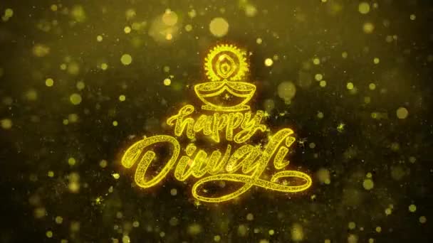 Happy Diwali Diya desea tarjetas de felicitación, invitación, fuegos artificiales de celebración — Vídeos de Stock