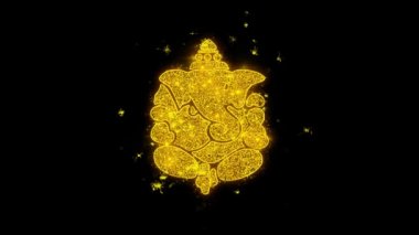 Diwali Lord Ganesh Tipografi Altın Parçacıklar Kıvılcım havai fişek ile yazılmış