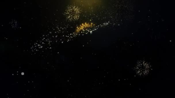 Deepak Diya lamp geschreven goud deeltjes exploderende Fireworks Display — Stockvideo