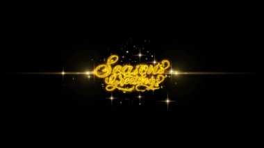Seasons Tebrik Altın Metin Yanıp Sönen Parçacıklar Altın Havai Fişek Ekran ile