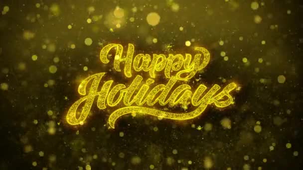 Happy Holidays Wishes gratulationskort, inbjudan, firande fyrverkeri — Stockvideo