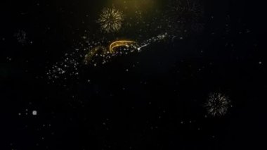 Good Night Yazılı Altın Parçacıklar Patlayan Havai Fişek Ekran