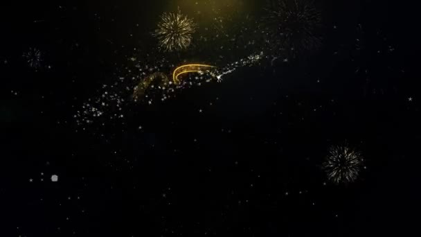 Buenas noches Escrito partículas de oro Explosión de fuegos artificiales Mostrar — Vídeos de Stock