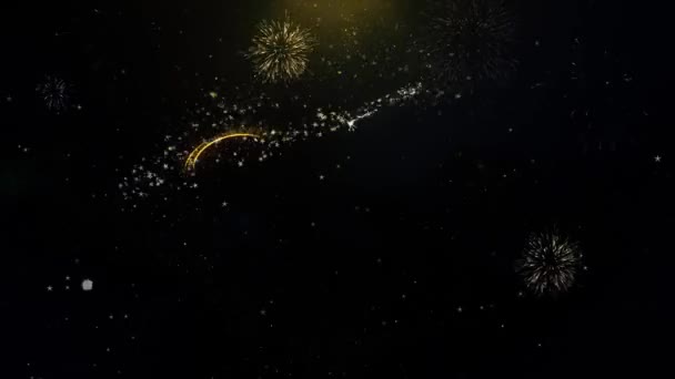 Shubh Diwali gelukkig Diwali geschreven goud deeltjes exploderende Fireworks Display — Stockvideo