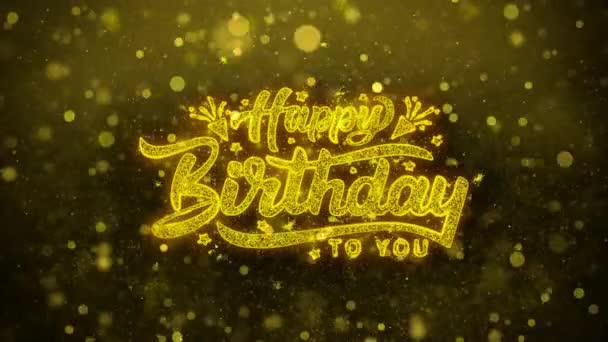 Feliz aniversário deseja cartões de felicitações, Convite, Fogos de artifício de celebração — Vídeo de Stock