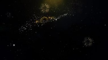 Mutlu yeni yıl 2020 altın parçacıkları patlayan havai fişek yazılı.