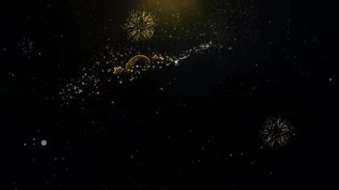 Happy New Year 2021 Yazılı Altın Parçacıklar Patlayan Havai Fişek Ekran