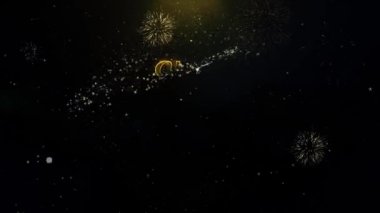Happy New Year 2022 Yazılı Altın Parçacıklar Patlayan Havai Fişek Ekran