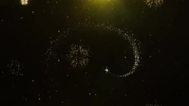 2020 gelukkig nieuwjaar wensen wenskaart, uitnodiging, viering vuurwerk lus — Stockvideo