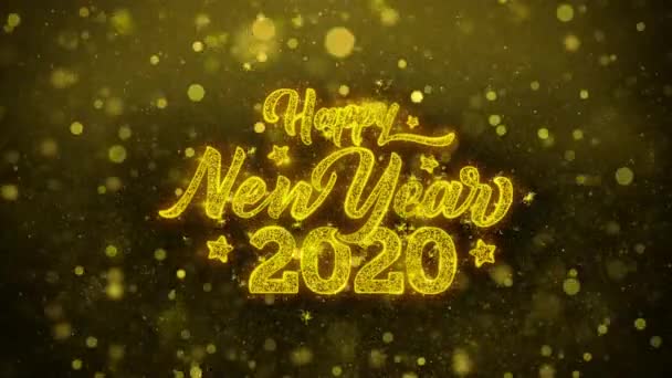 Gott nytt år 2020 önskar hälsningskort, inbjudan, firande fyrverkeri — Stockvideo