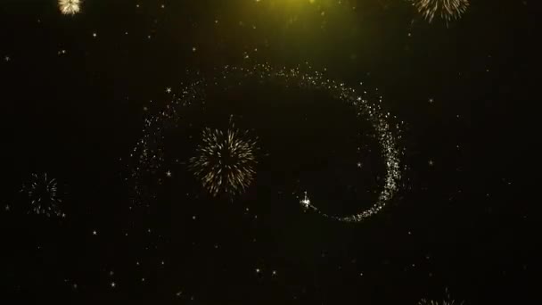 2021 boldog új évet kívánja köszöntések kártya, meghívó, ünneplés tűzijáték Looped — Stock videók