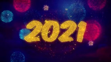 2021 Renkli Havai Fişek Doğum Mutlu yeni yıl Tebrik Metin Sparkle Parçacıklar