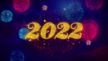 2022 Renkli Havai Fişek Doğum Mutlu yeni yıl Tebrik Metin Sparkle Parçacıklar