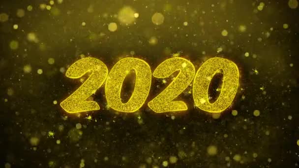 2020 frohes neues Jahr wünscht Glückwunschkarte, Einladung, Festfeuerwerk — Stockvideo