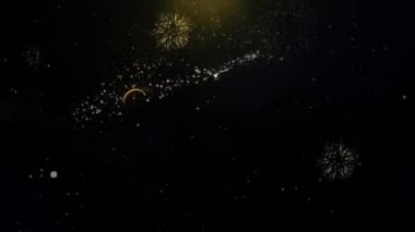 Happy New Year 2021 Yazılı Altın Parçacıklar Patlayan Havai Fişek Ekran