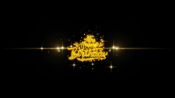 4. Boldog születésnapot Golden szöveg villogó részecskék arany tűzijáték Display — Stock videók