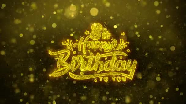 8e gelukkige verjaardag wensen wenskaart, uitnodiging, viering vuurwerk — Stockvideo