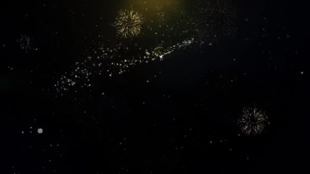 14-й день рождения Написанные золотые частицы Взрывающиеся фейерверки — стоковое видео