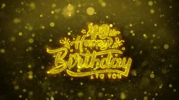 40th Happy Birthday Wishes Greetings card, Invitation, Celebration Firework — Stock Video