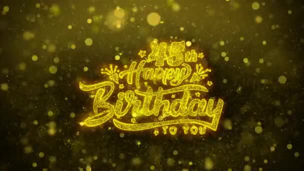 45. Grattis på födelsedagen önskar hälsningskort, inbjudan, firande fyrverkeri — Stockvideo