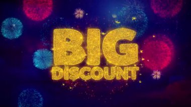 Renkli Havai Fişek Büyük İndirim Tebrik Metin Sparkle Parçacıklar