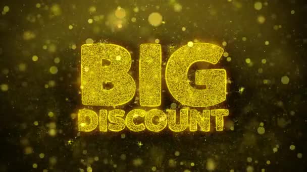 Big Discount Wishes Tarjeta de felicitación, Invitación, fuegos artificiales de celebración — Vídeo de stock