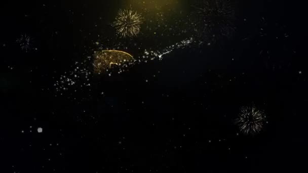 大きな割引書かれた金粒子爆発花火ディスプレイ — ストック動画
