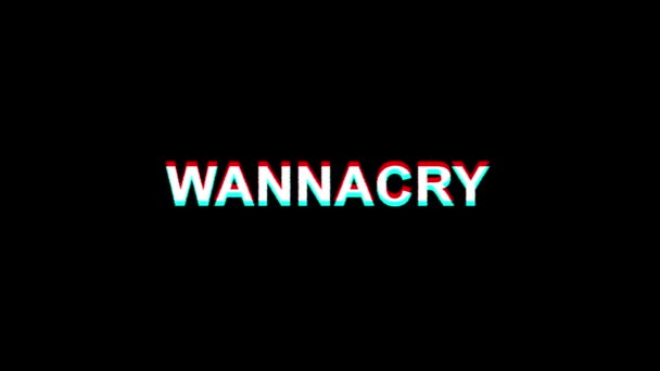 Wannacry efeito Glitch texto Digital TV distorção 4K loop Animation — Vídeo de Stock