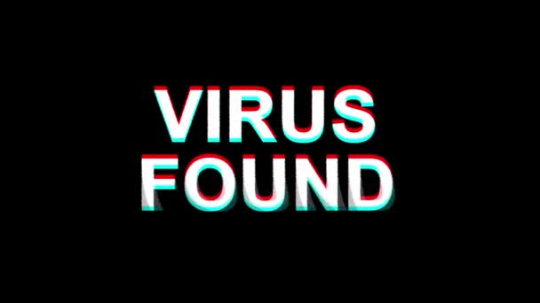 Virus hittades glitch effekt text digital TV Distortion 4K loop animation — Stockvideo