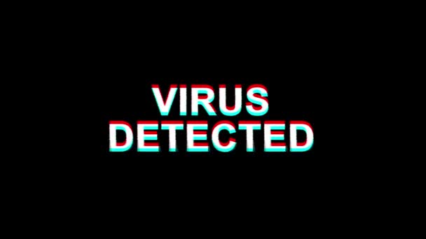 Virus detectado Glitch Effect Text Digital TV Distorsión Animación de bucle 4K — Vídeo de stock