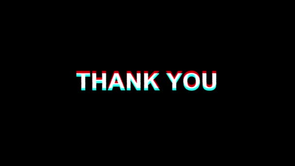 Thank You Glitch Effect Text Digital TV Distortion 4K Loop Animation — Stock Video