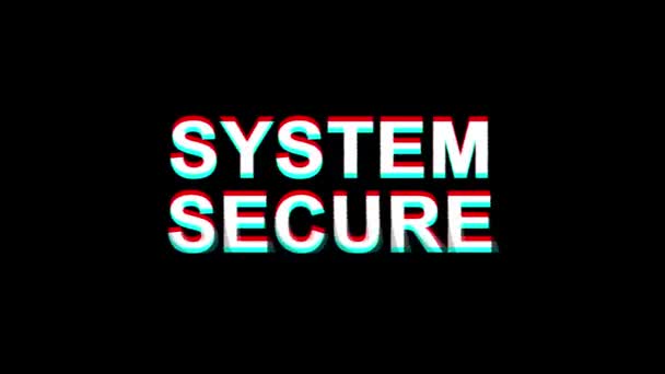 System Secure Golden Text Blinking Particles with Golden Fireworks Display — Stock Video